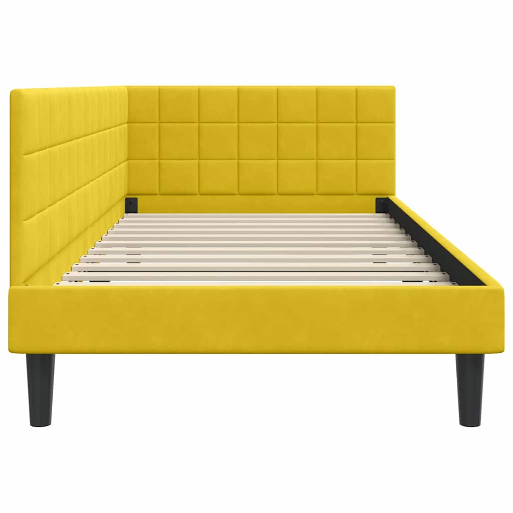 Cadre de lit d'angle avec tête de lit Jaune 90 x 200 cm Velours - XIOS
