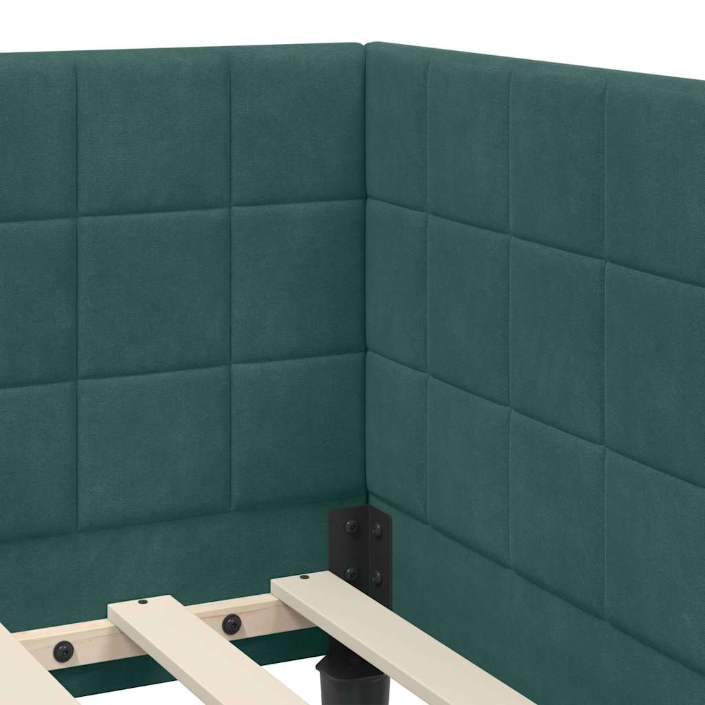 Cadre de lit d'angle Vert foncé 100 x 200 cm Velours - XIOS