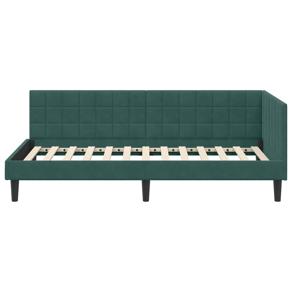 Cadre de lit d'angle Vert foncé 100 x 200 cm Velours - XIOS