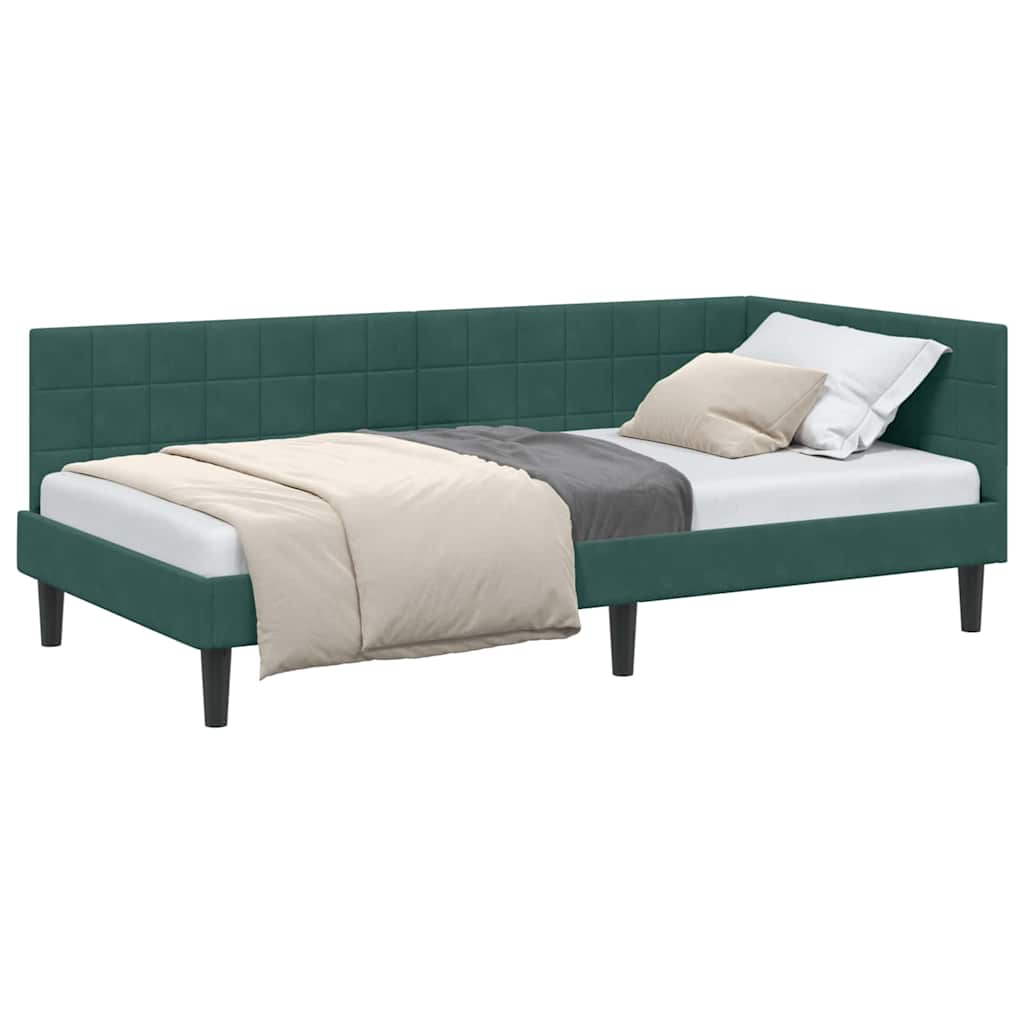 Cadre de lit d'angle Vert foncé 100 x 200 cm Velours - XIOS