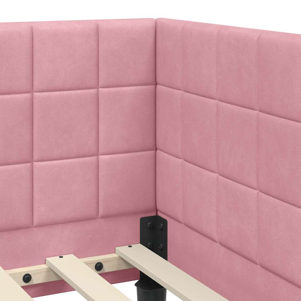 Cadre de lit d'angle avec tête de lit Rose 100 x 200 cm Velours - XIOS