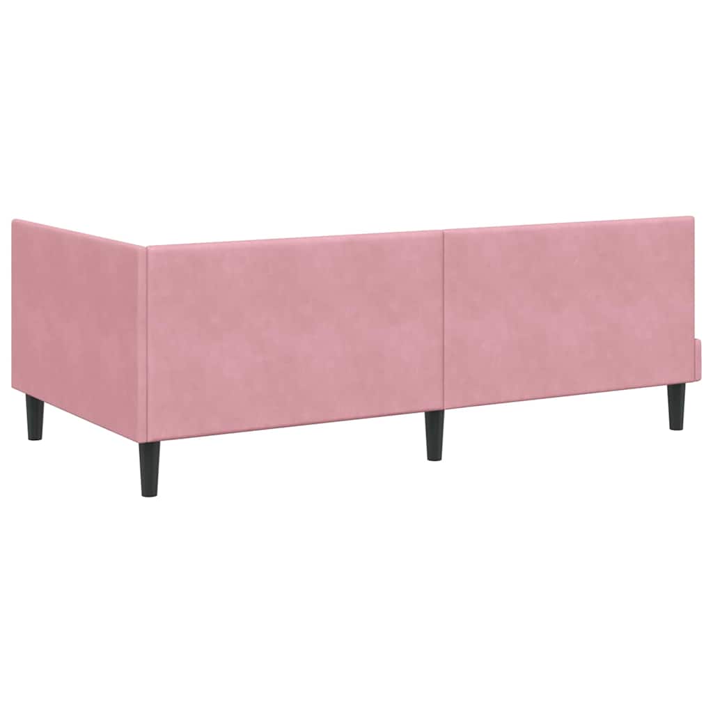 Cadre de lit d'angle avec tête de lit Rose 100 x 200 cm Velours - XIOS