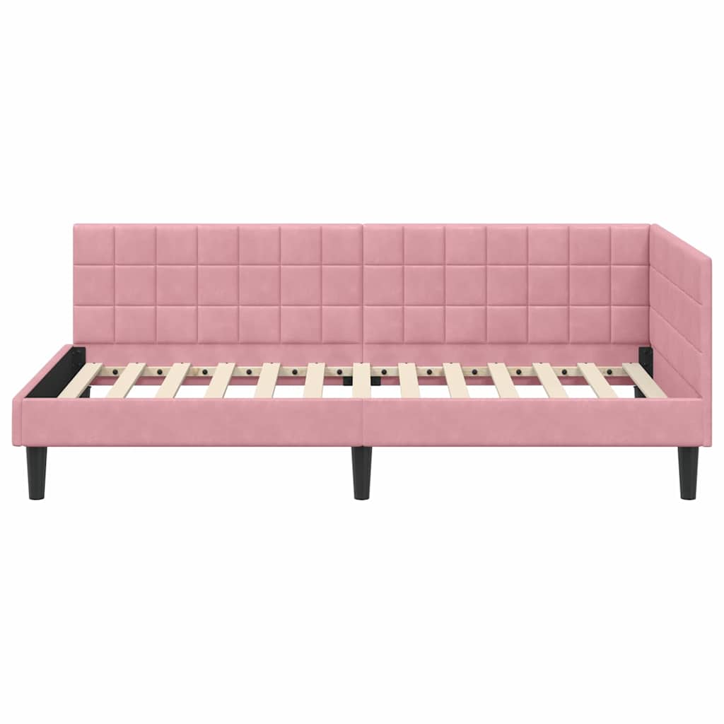 Cadre de lit d'angle avec tête de lit Rose 100 x 200 cm Velours - XIOS