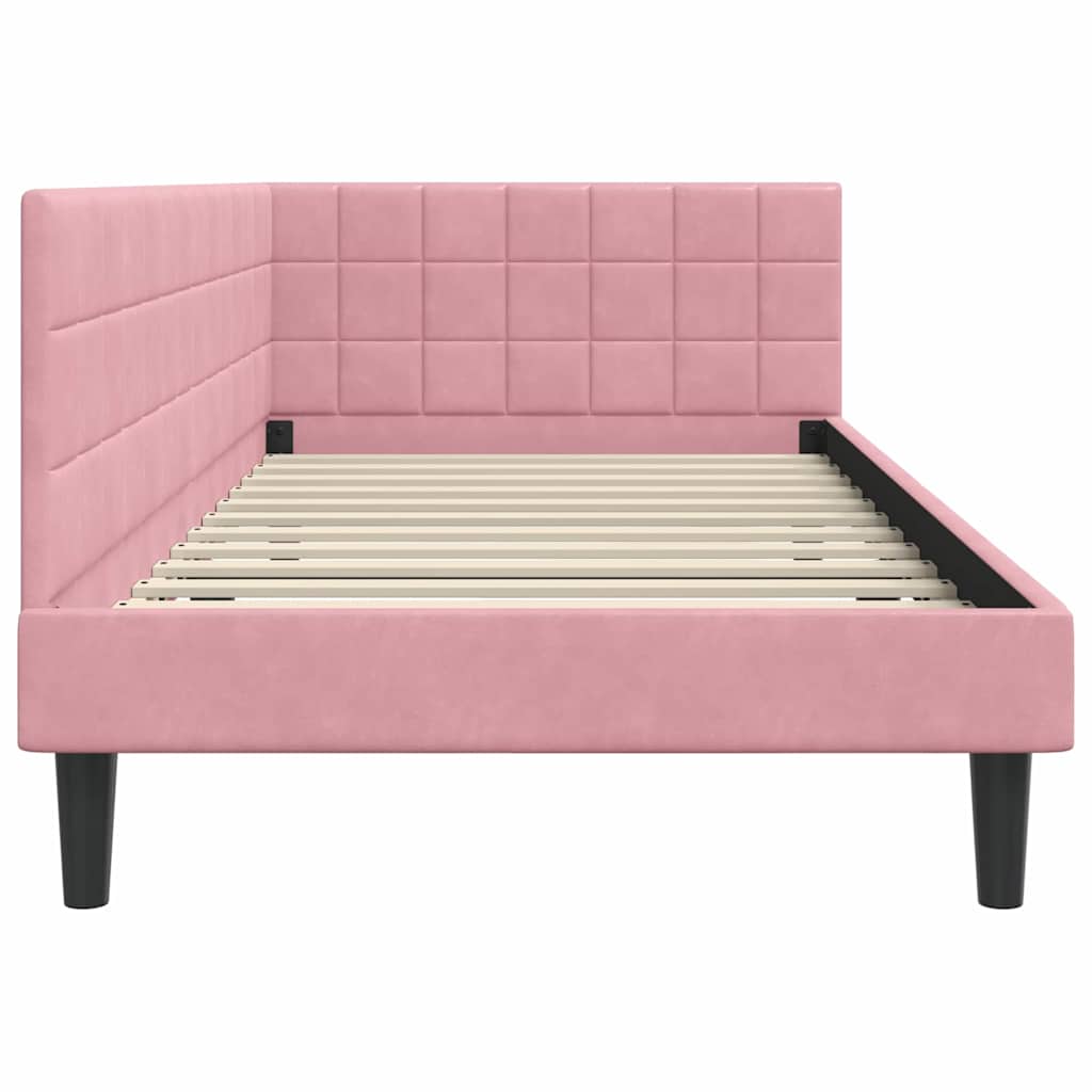 Cadre de lit d'angle avec tête de lit Rose 100 x 200 cm Velours - XIOS