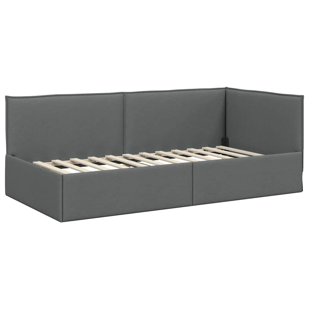 Cadre de lit d'angle Gris foncé 80 x 200 cm tissu - XIOS