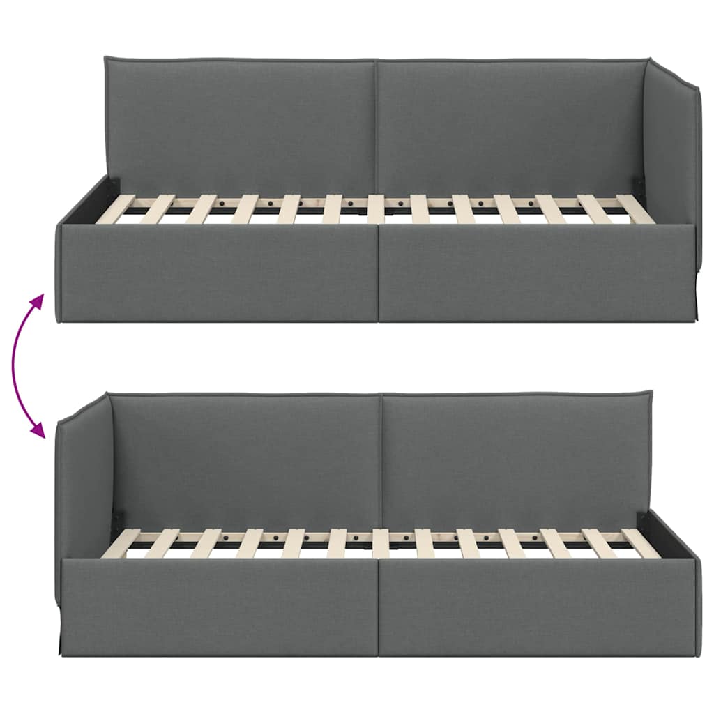 Cadre de lit d'angle Gris foncé 80 x 200 cm tissu - XIOS