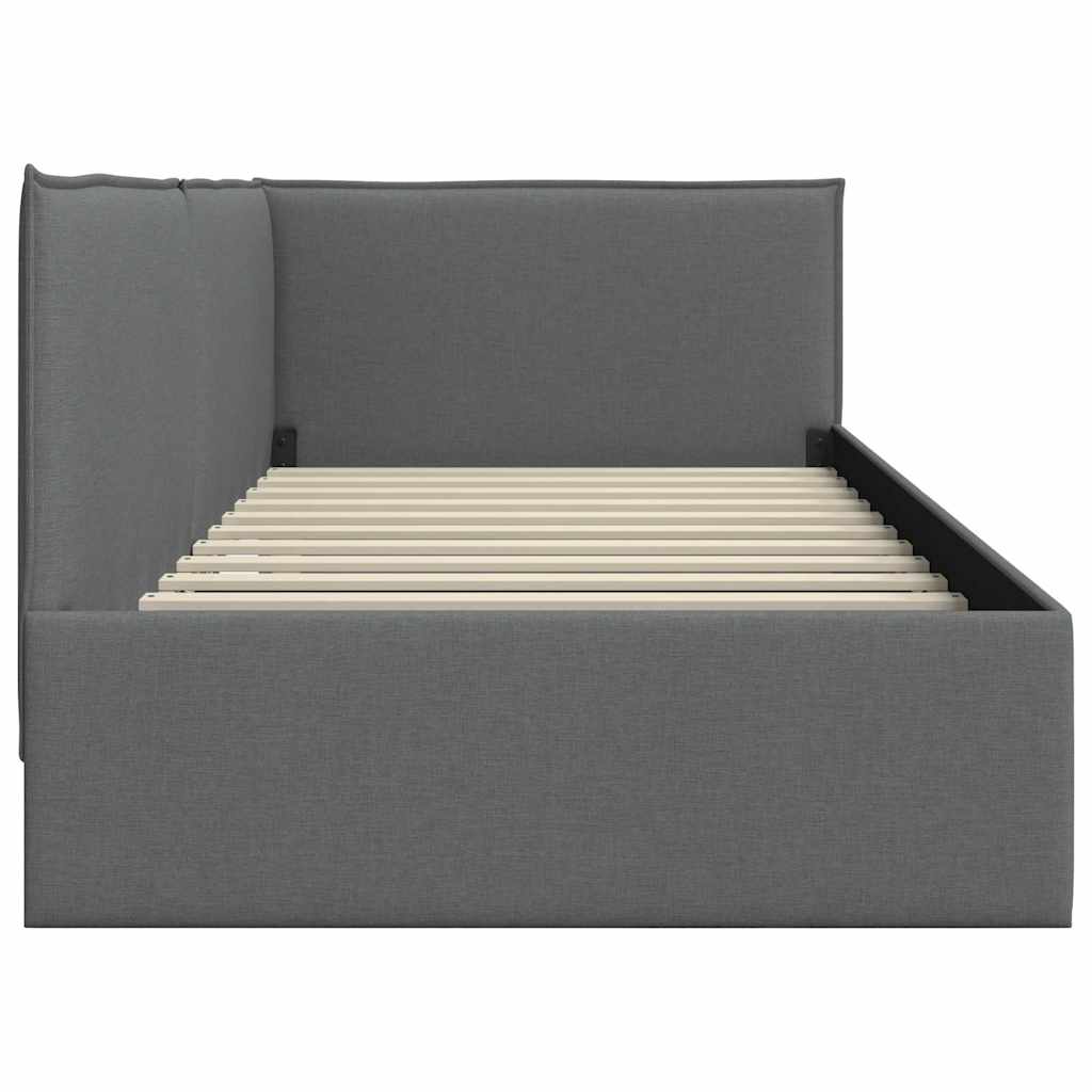 Cadre de lit d'angle Gris foncé 80 x 200 cm tissu - XIOS
