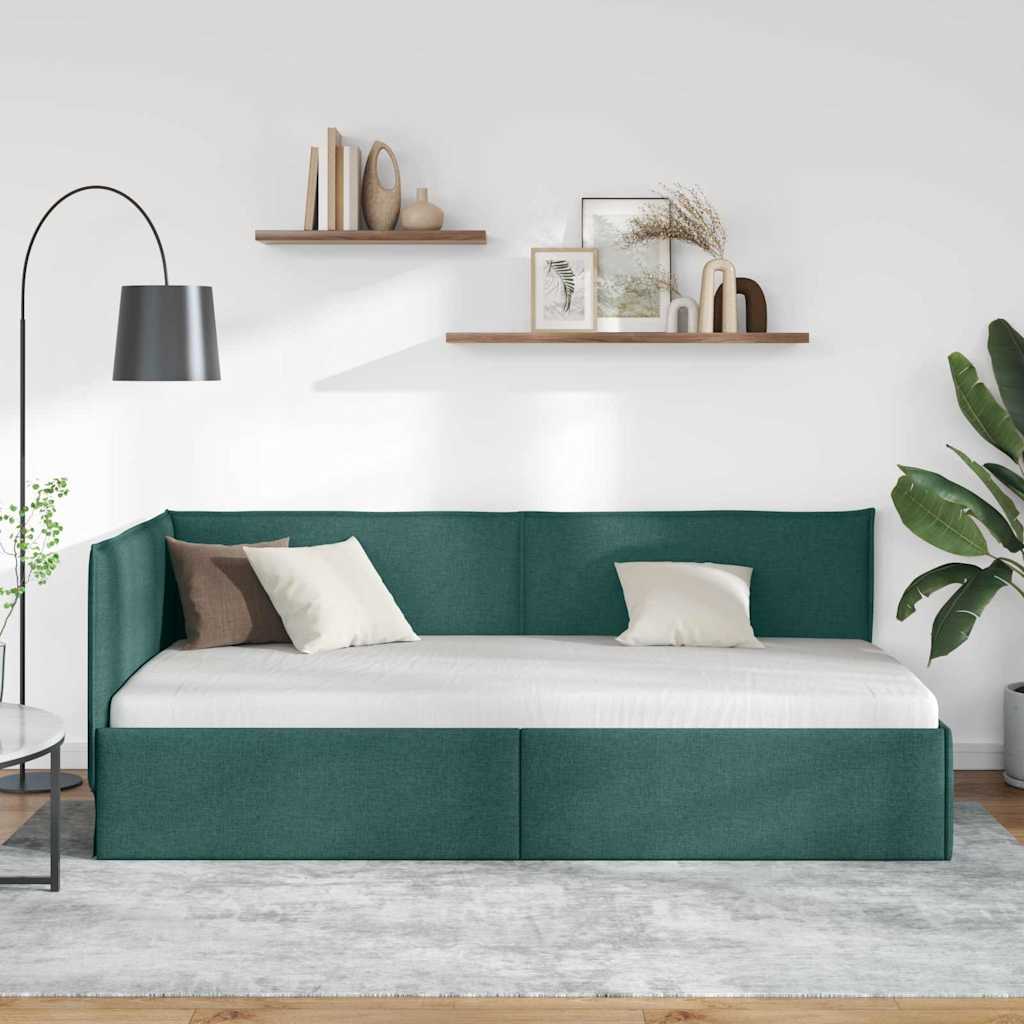 Cadre de lit d'angle Vert foncé 80 x 200 cm tissu - XIOS