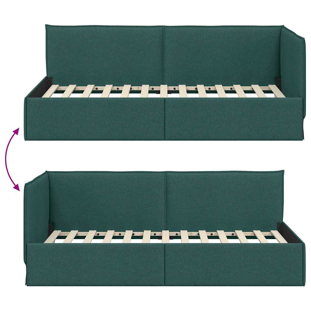 Cadre de lit d'angle Vert foncé 80 x 200 cm tissu - XIOS