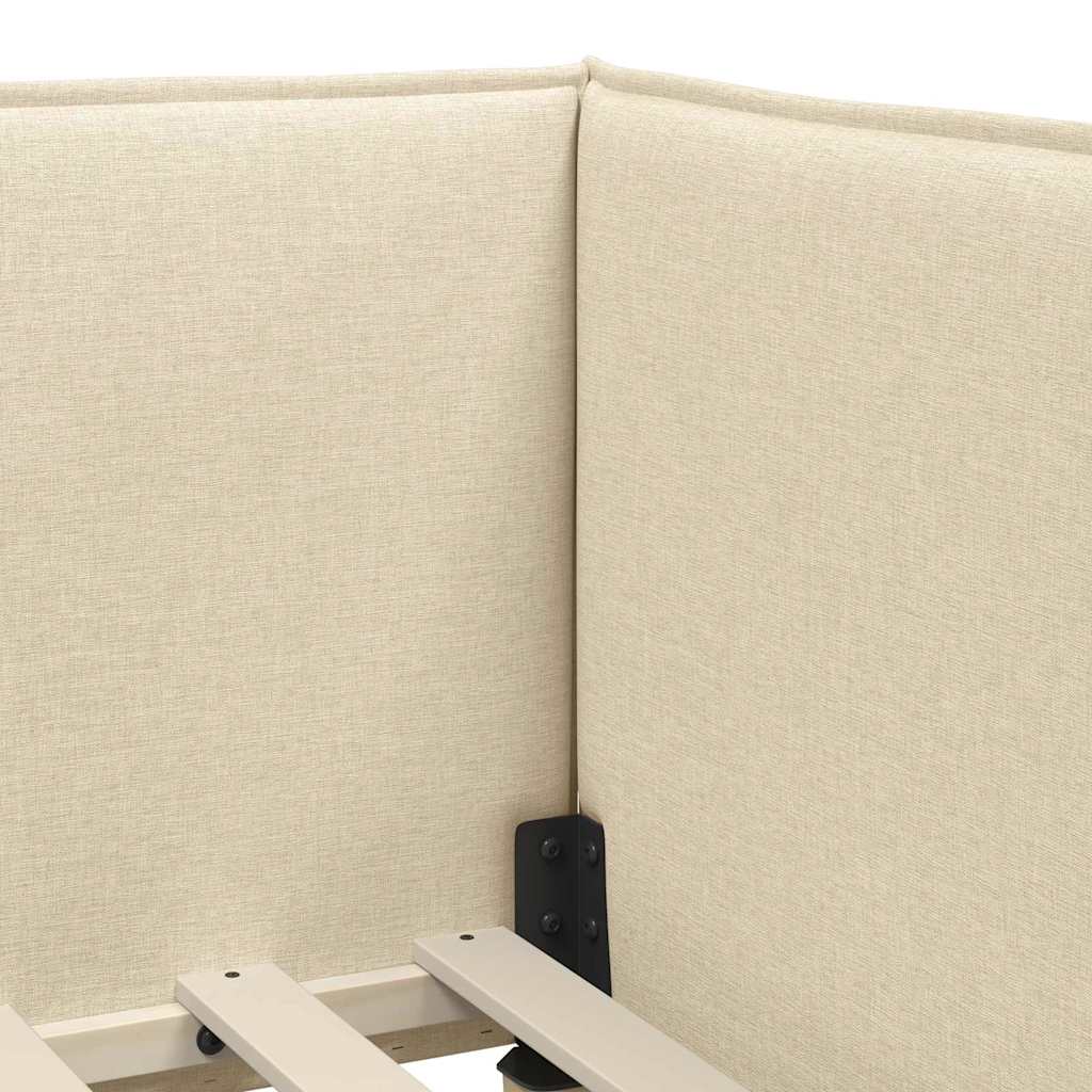 Cadre de lit d'angle avec tête de lit Crème 80 x 200 cm tissu - XIOS