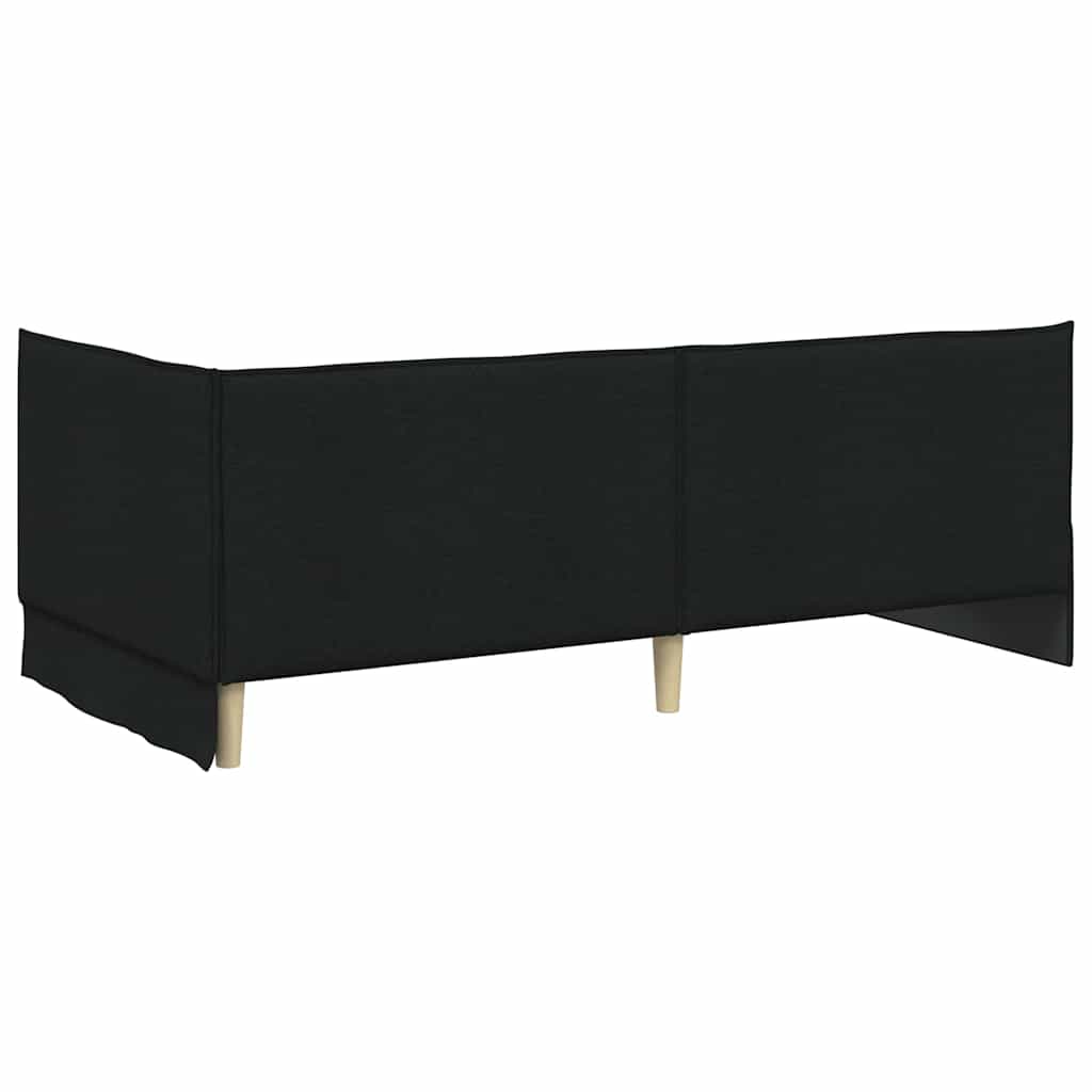 Cadre de lit d'angle avec tête de lit Noir 90 x 190 cm tissu - XIOS