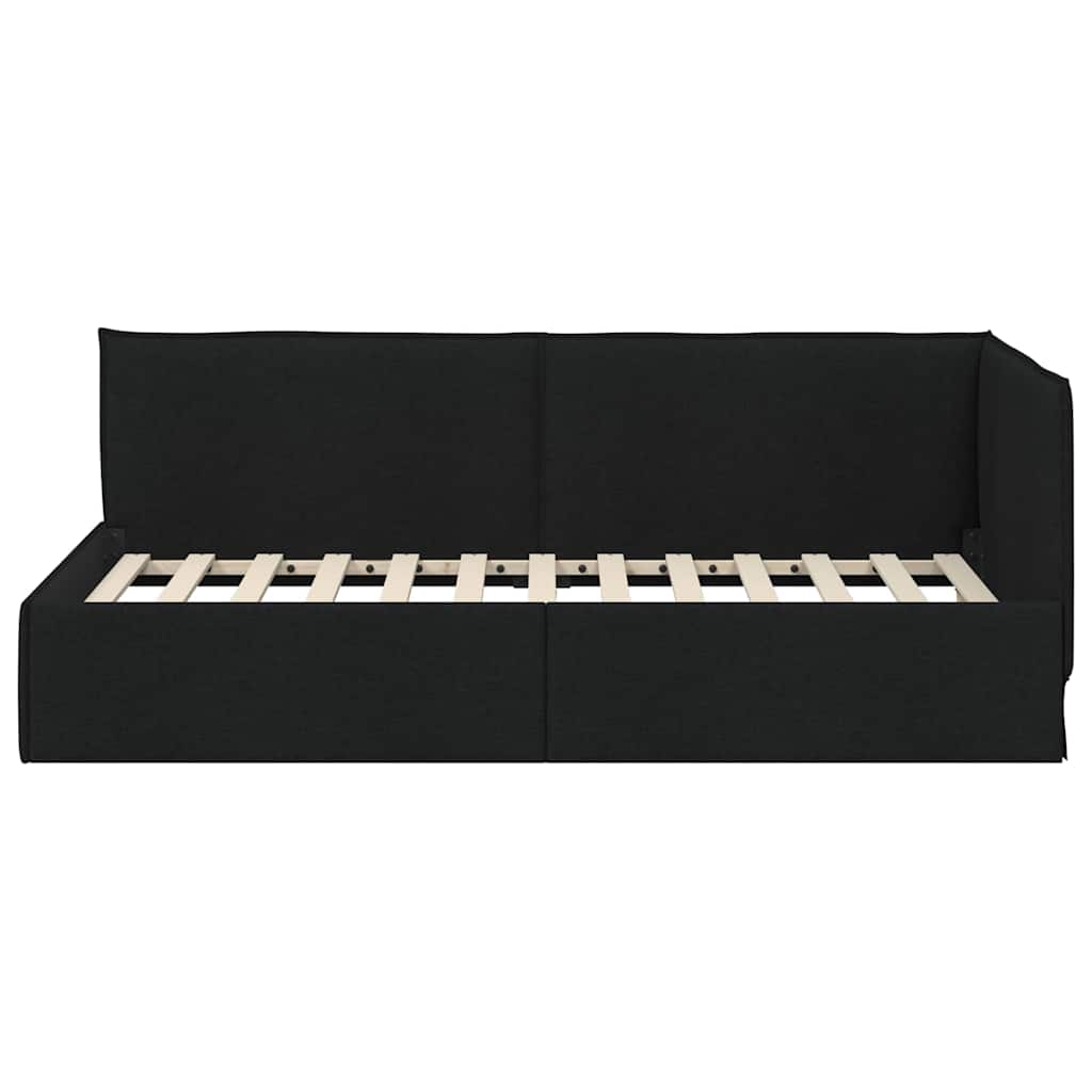 Cadre de lit d'angle avec tête de lit Noir 90 x 190 cm tissu - XIOS