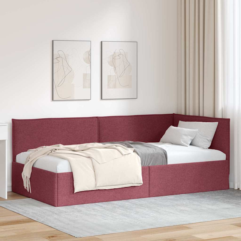 Cadre de lit d'angle Bordeaux 90 x 200 cm tissu - XIOS
