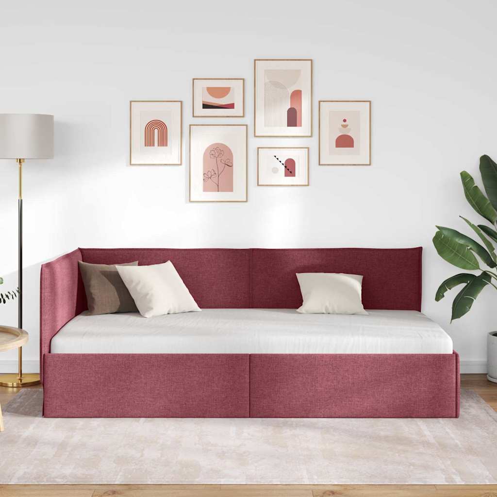 Cadre de lit d'angle Bordeaux 90 x 200 cm tissu - XIOS