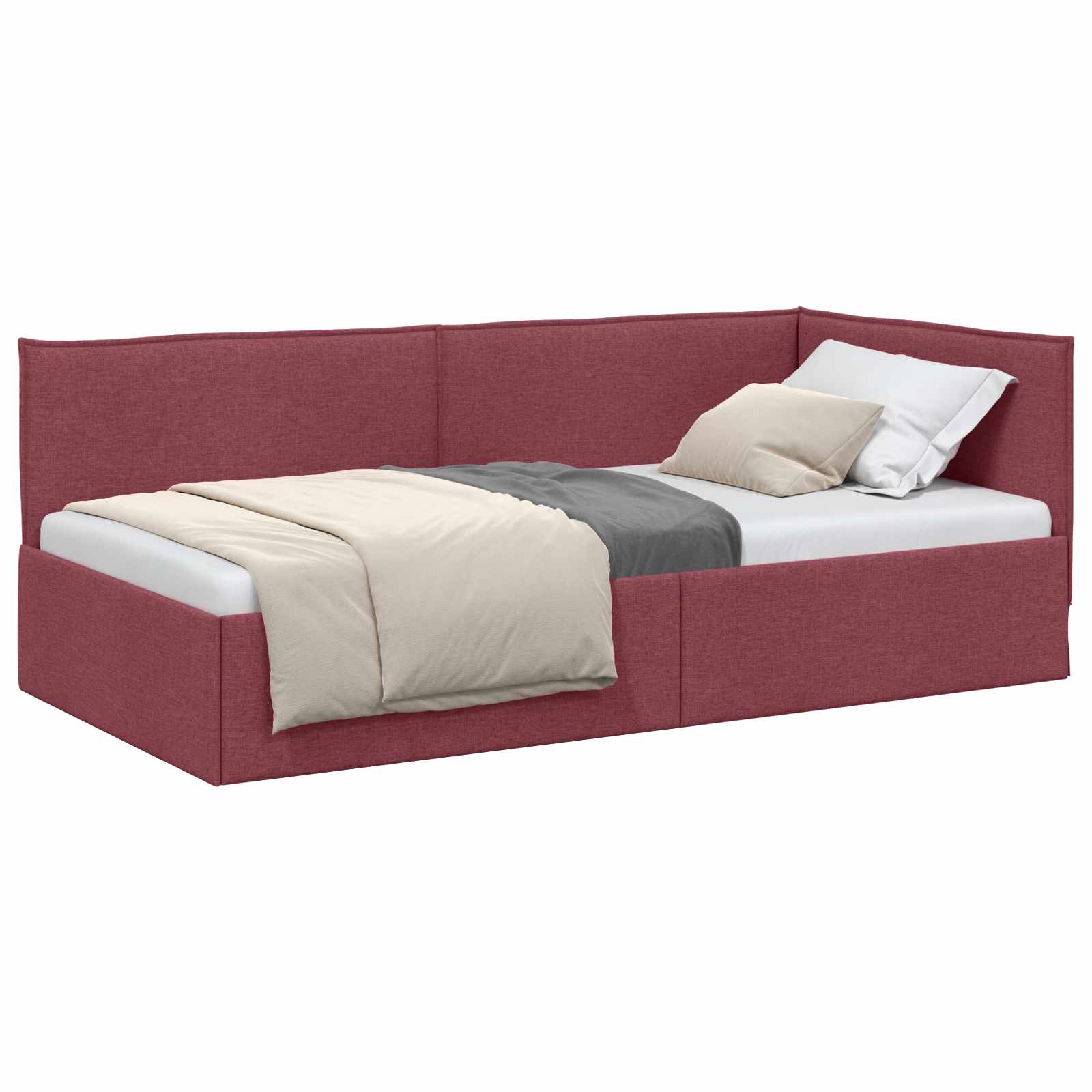 Cadre de lit d'angle Bordeaux 90 x 200 cm tissu - XIOS