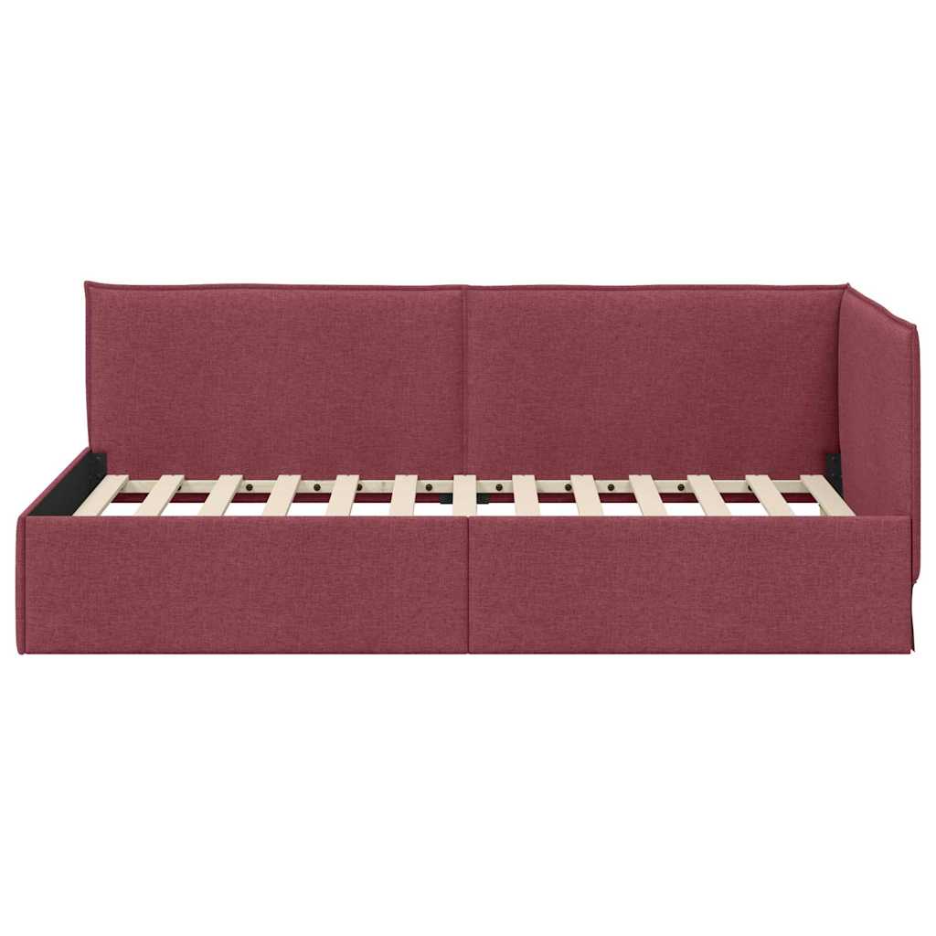 Cadre de lit d'angle Bordeaux 90 x 200 cm tissu - XIOS
