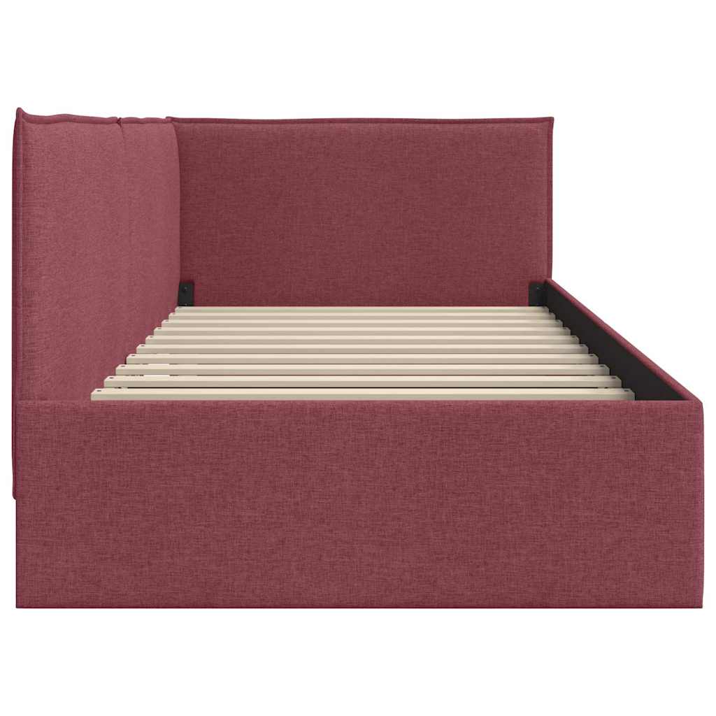 Cadre de lit d'angle Bordeaux 90 x 200 cm tissu - XIOS