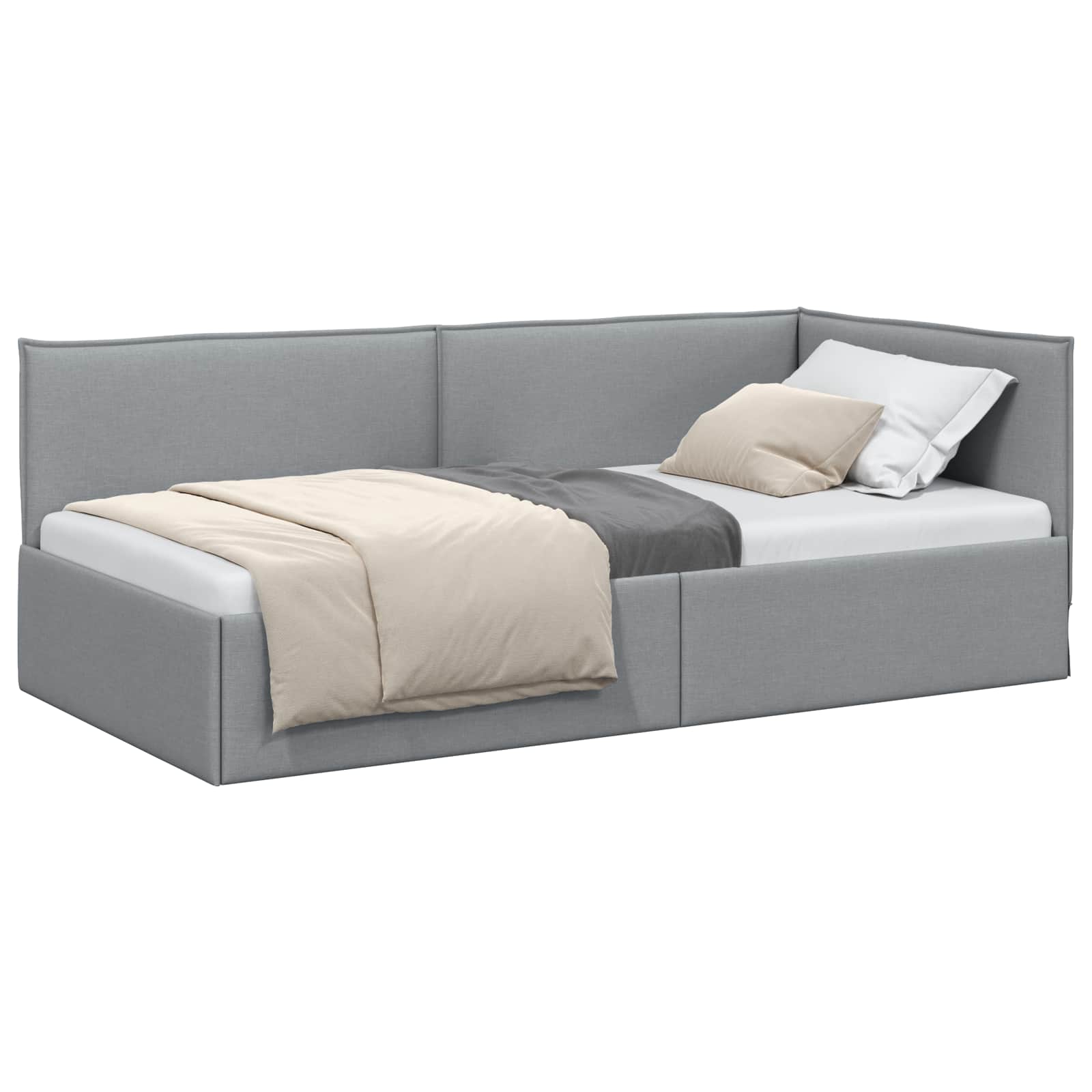 Cadre de lit d'angle Gris clair 100 x 200 cm tissu - XIOS