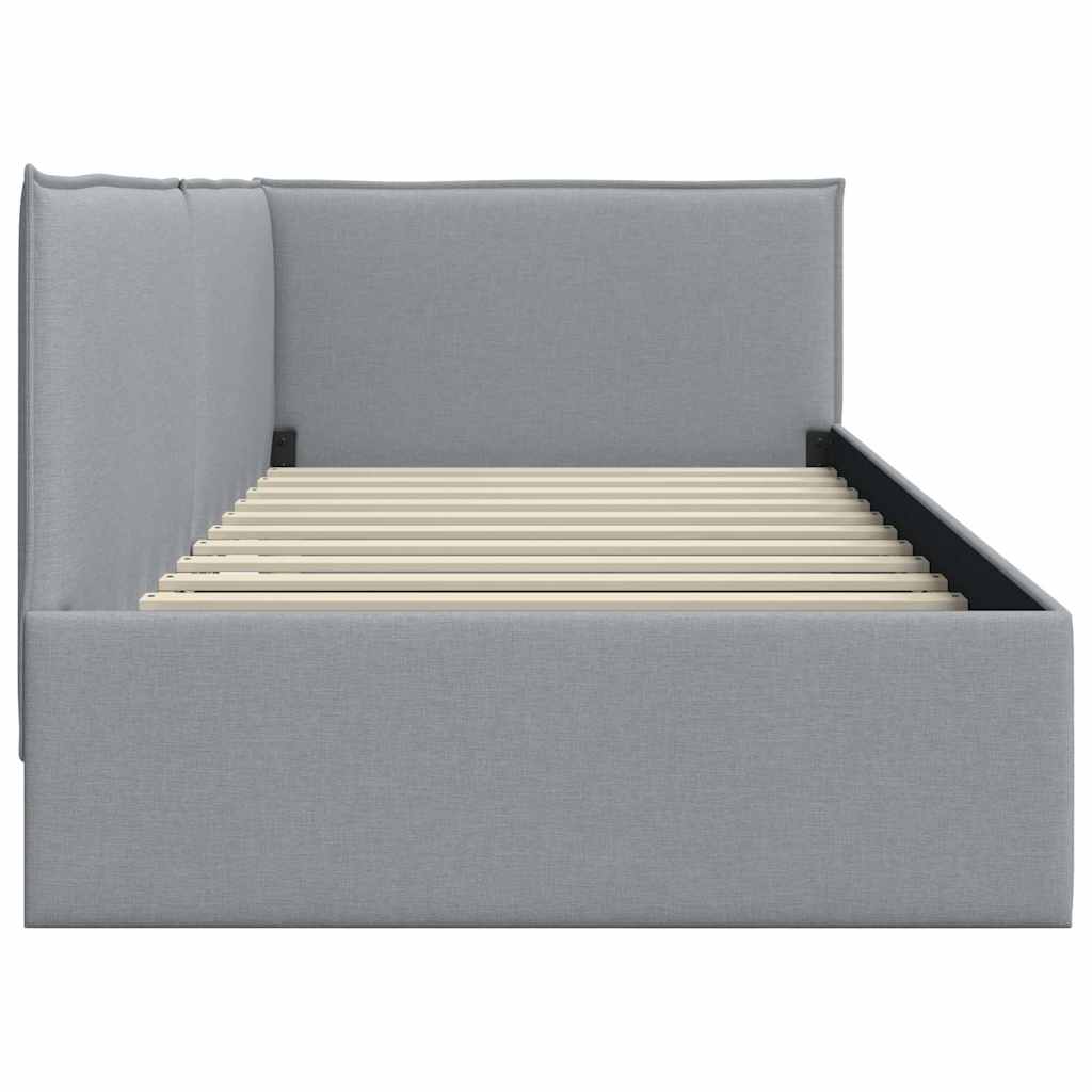 Cadre de lit d'angle Gris clair 100 x 200 cm tissu - XIOS