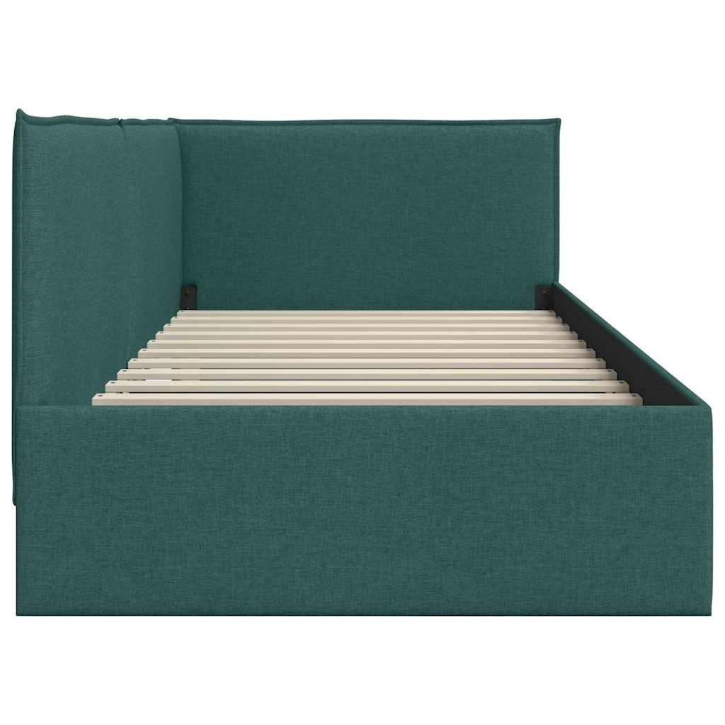 Cadre de lit d'angle Vert foncé 100 x 200 cm tissu - XIOS