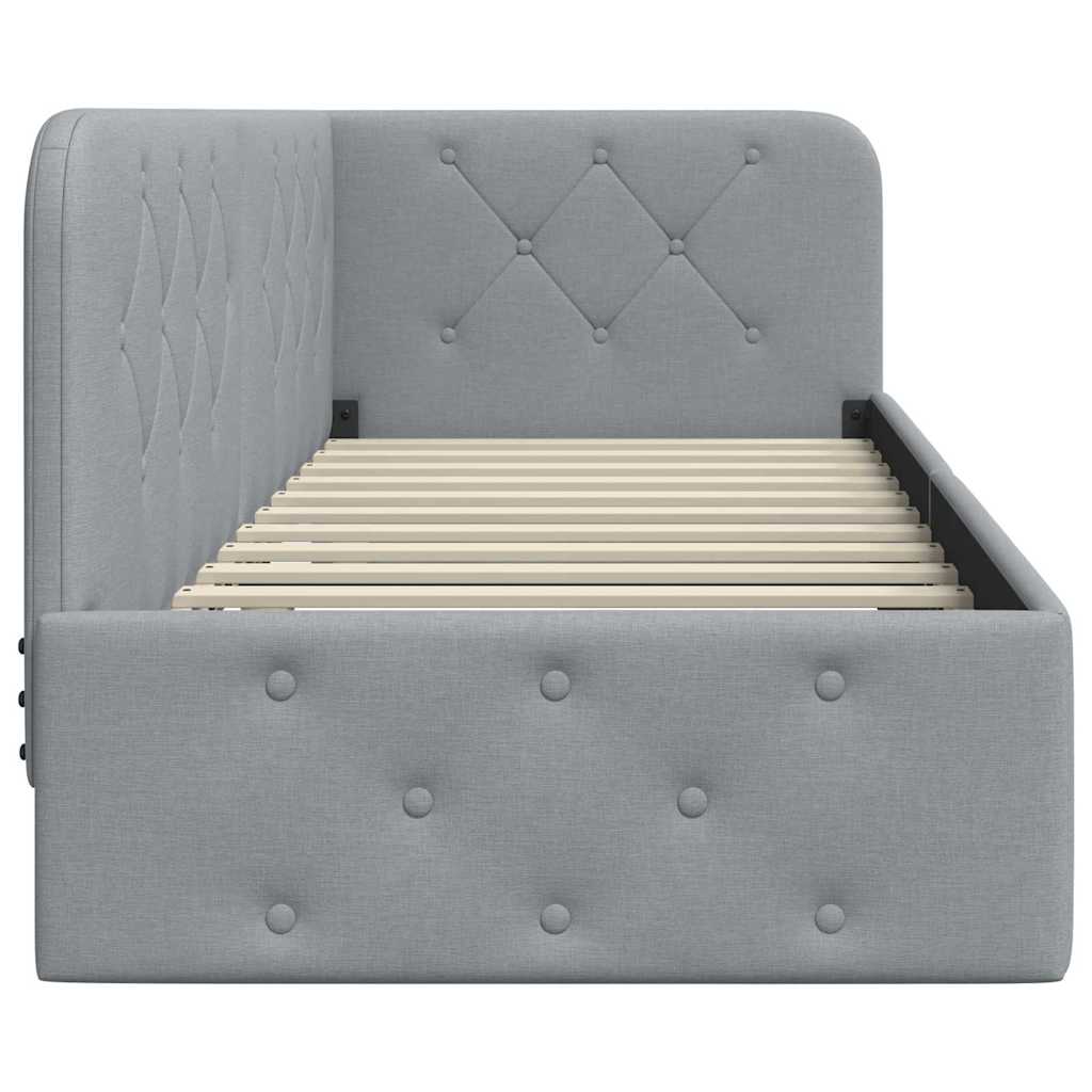 Cadre de lit d'angle Gris clair 80 x 200 cm tissu - XIOS