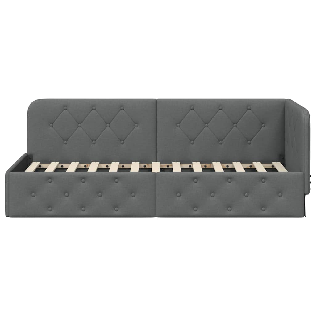 Cadre de lit d'angle Gris foncé 80 x 200 cm tissu - XIOS
