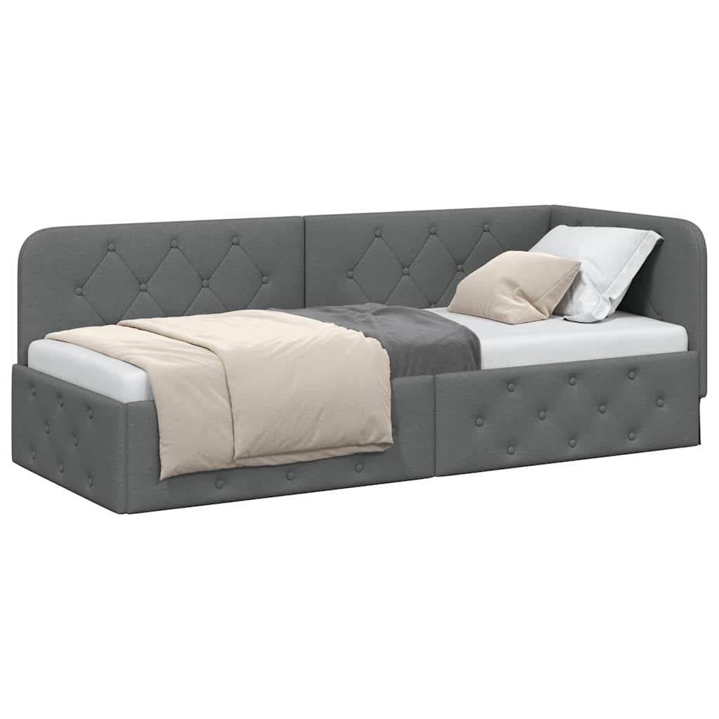 Cadre de lit d'angle Gris foncé 80 x 200 cm tissu - XIOS