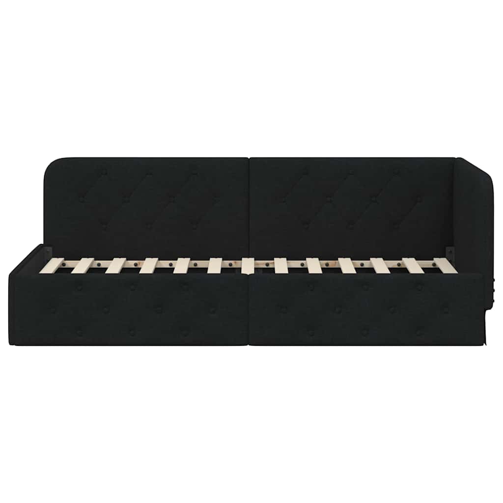 Cadre de lit d'angle avec tête de lit Noir 80 x 200 cm tissu - XIOS