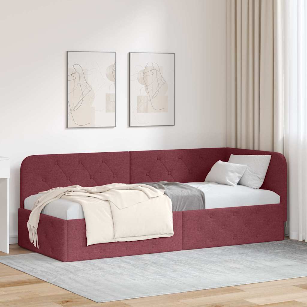 Cadre de lit d'angle Bordeaux 80 x 200 cm tissu - XIOS