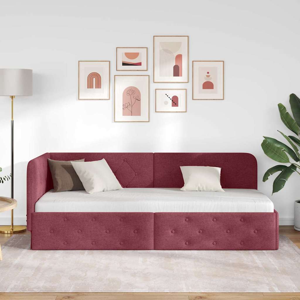Cadre de lit d'angle Bordeaux 80 x 200 cm tissu - XIOS