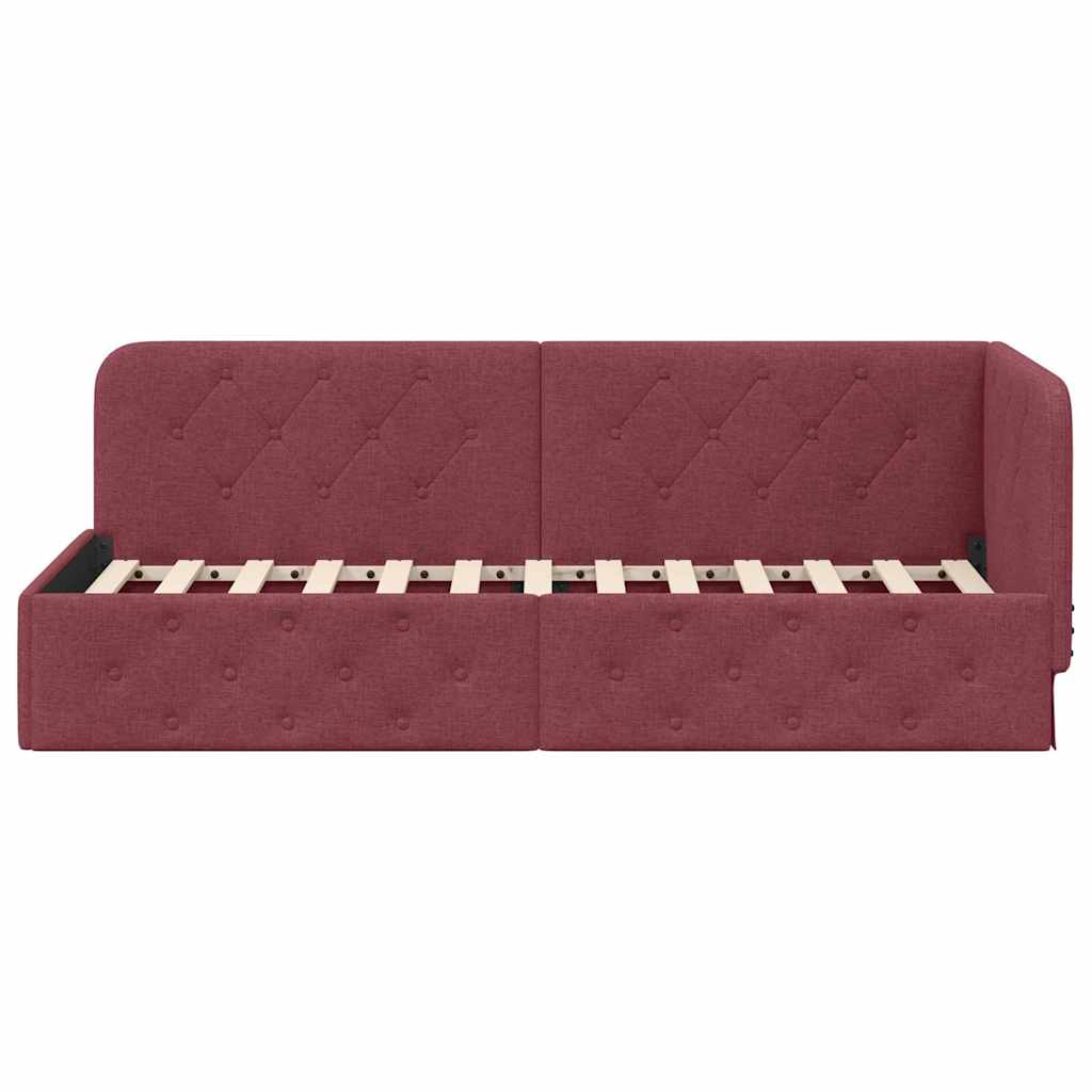 Cadre de lit d'angle Bordeaux 80 x 200 cm tissu - XIOS