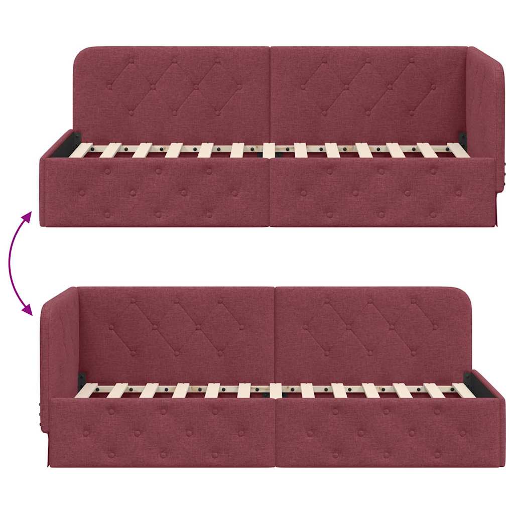 Cadre de lit d'angle Bordeaux 80 x 200 cm tissu - XIOS