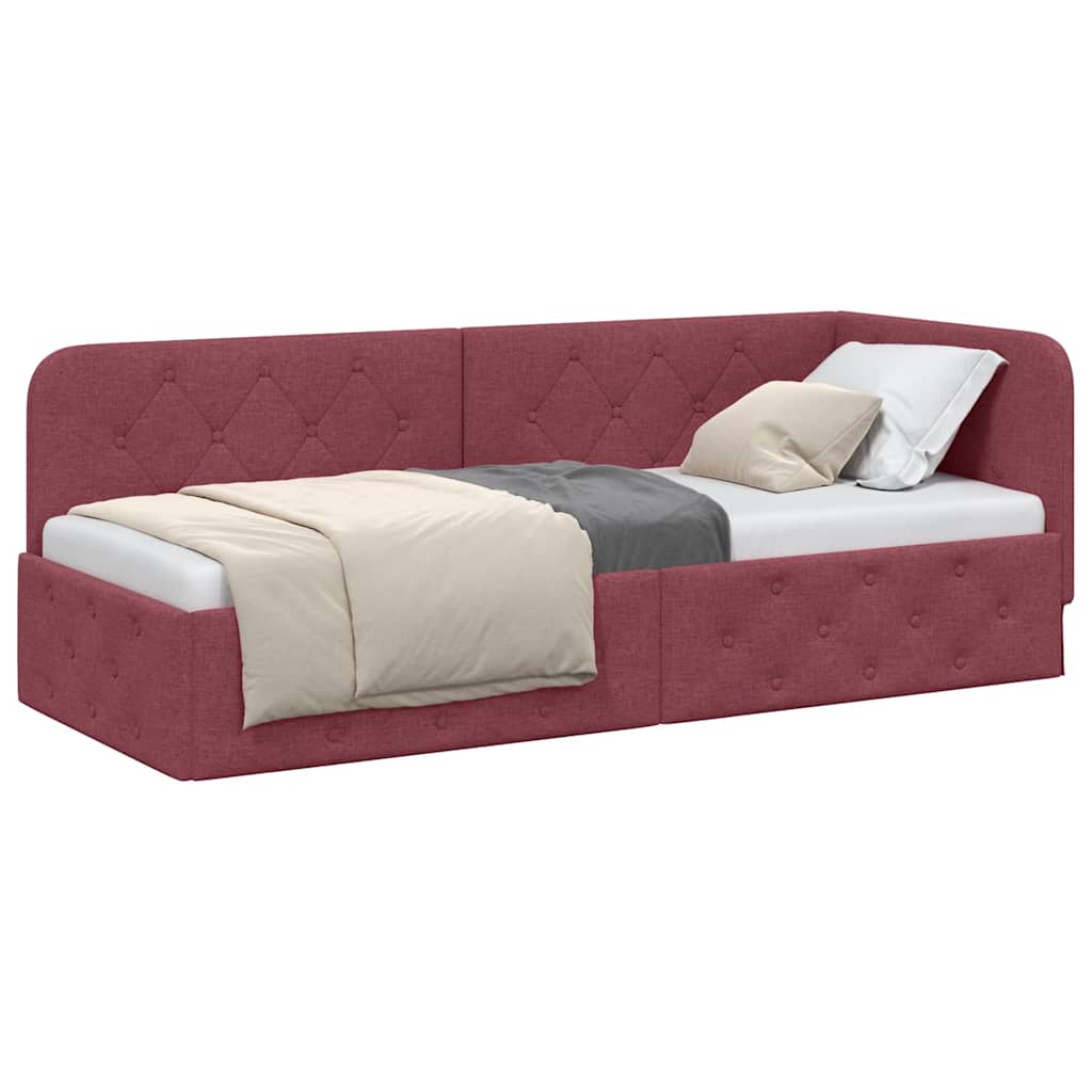 Cadre de lit d'angle Bordeaux 80 x 200 cm tissu - XIOS