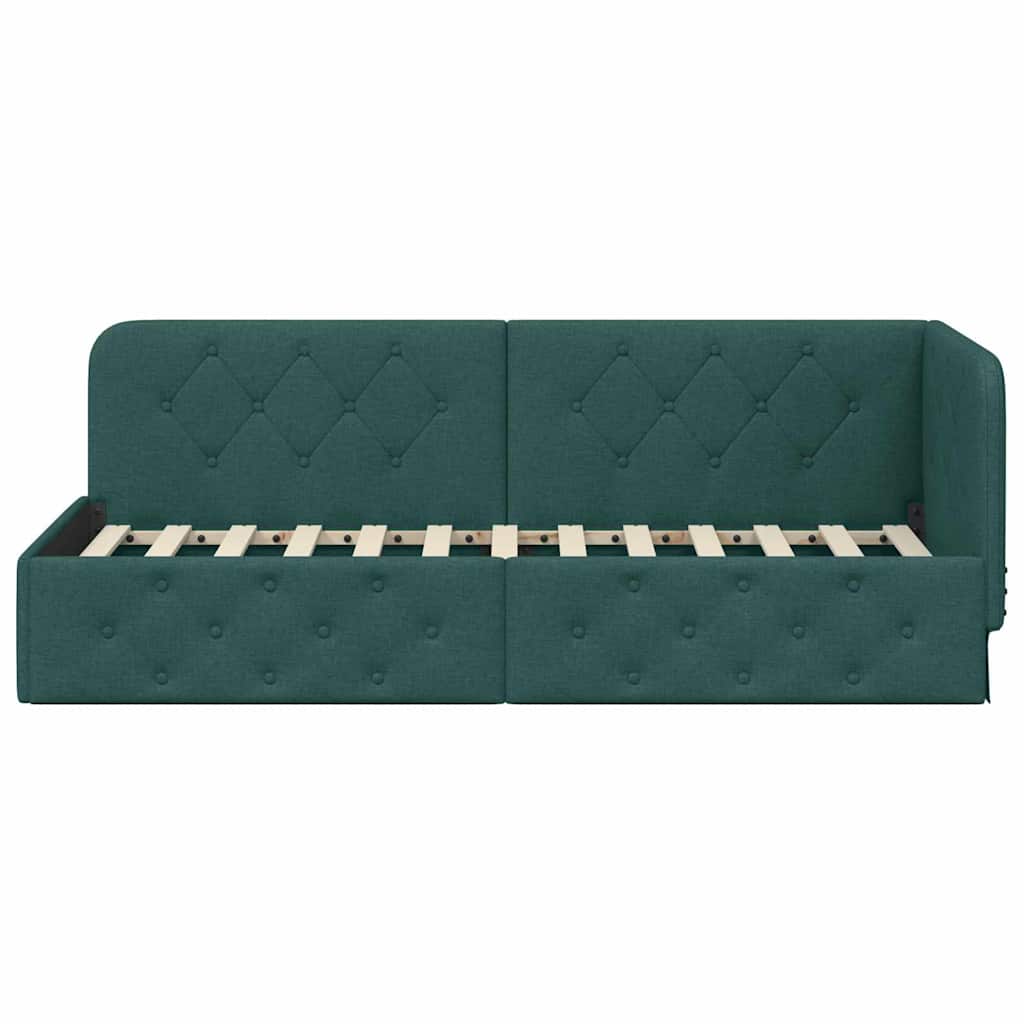 Cadre de lit d'angle Vert foncé 80 x 200 cm tissu - XIOS