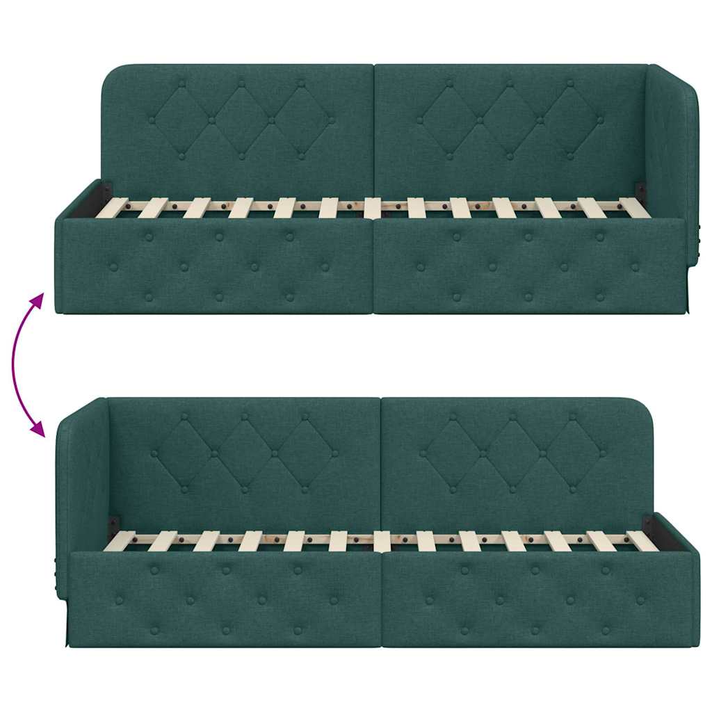 Cadre de lit d'angle Vert foncé 80 x 200 cm tissu - XIOS