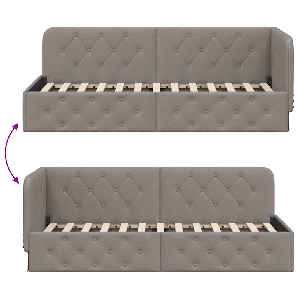Cadre de lit d'angle avec tête de lit Taupe 80 x 200 cm tissu - XIOS