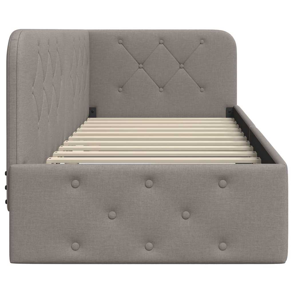 Cadre de lit d'angle avec tête de lit Taupe 80 x 200 cm tissu - XIOS