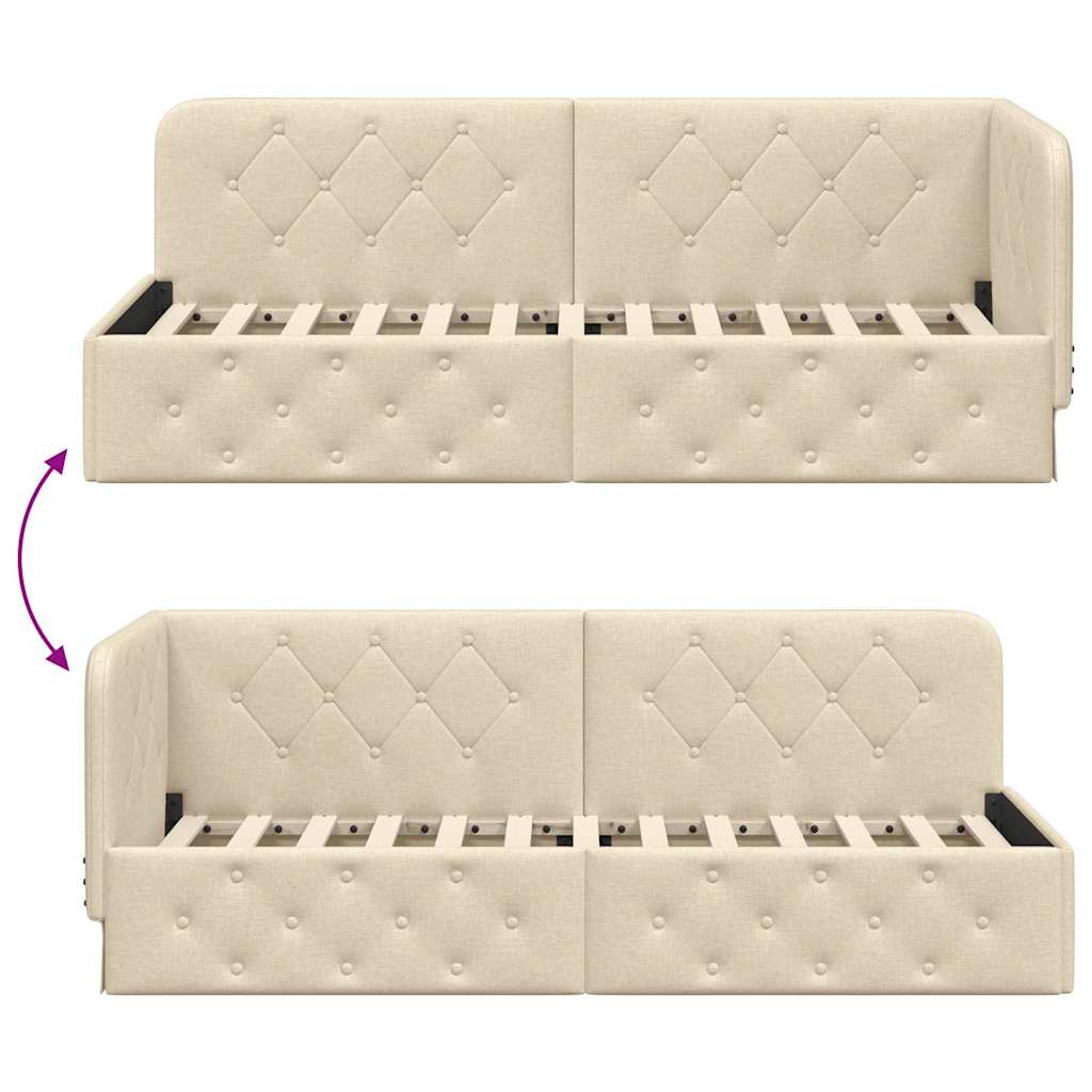 Cadre de lit d'angle avec tête de lit Crème 80 x 200 cm tissu - XIOS
