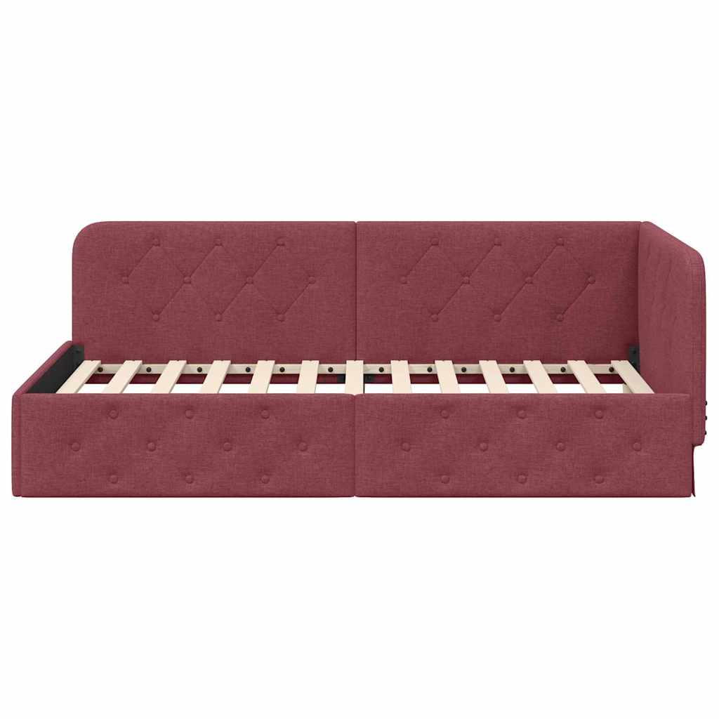 Cadre de lit d'angle Bordeaux 90 x 190 cm tissu - XIOS
