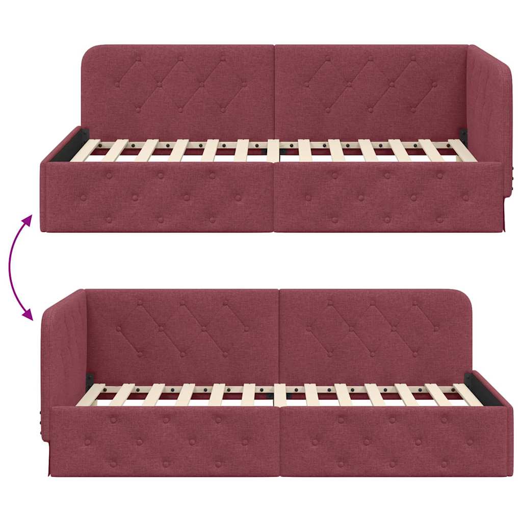 Cadre de lit d'angle Bordeaux 90 x 190 cm tissu - XIOS