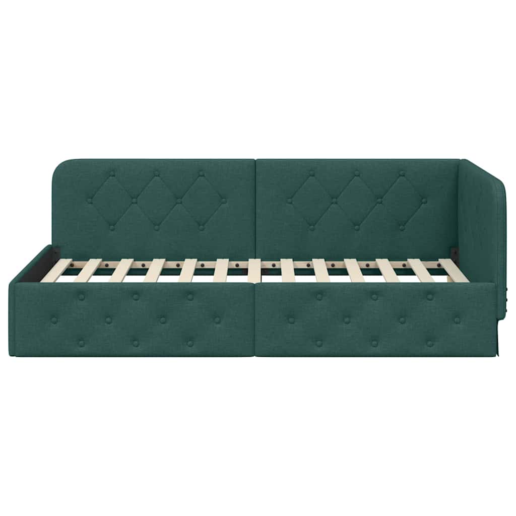 Cadre de lit d'angle Vert foncé 90 x 190 cm tissu - XIOS
