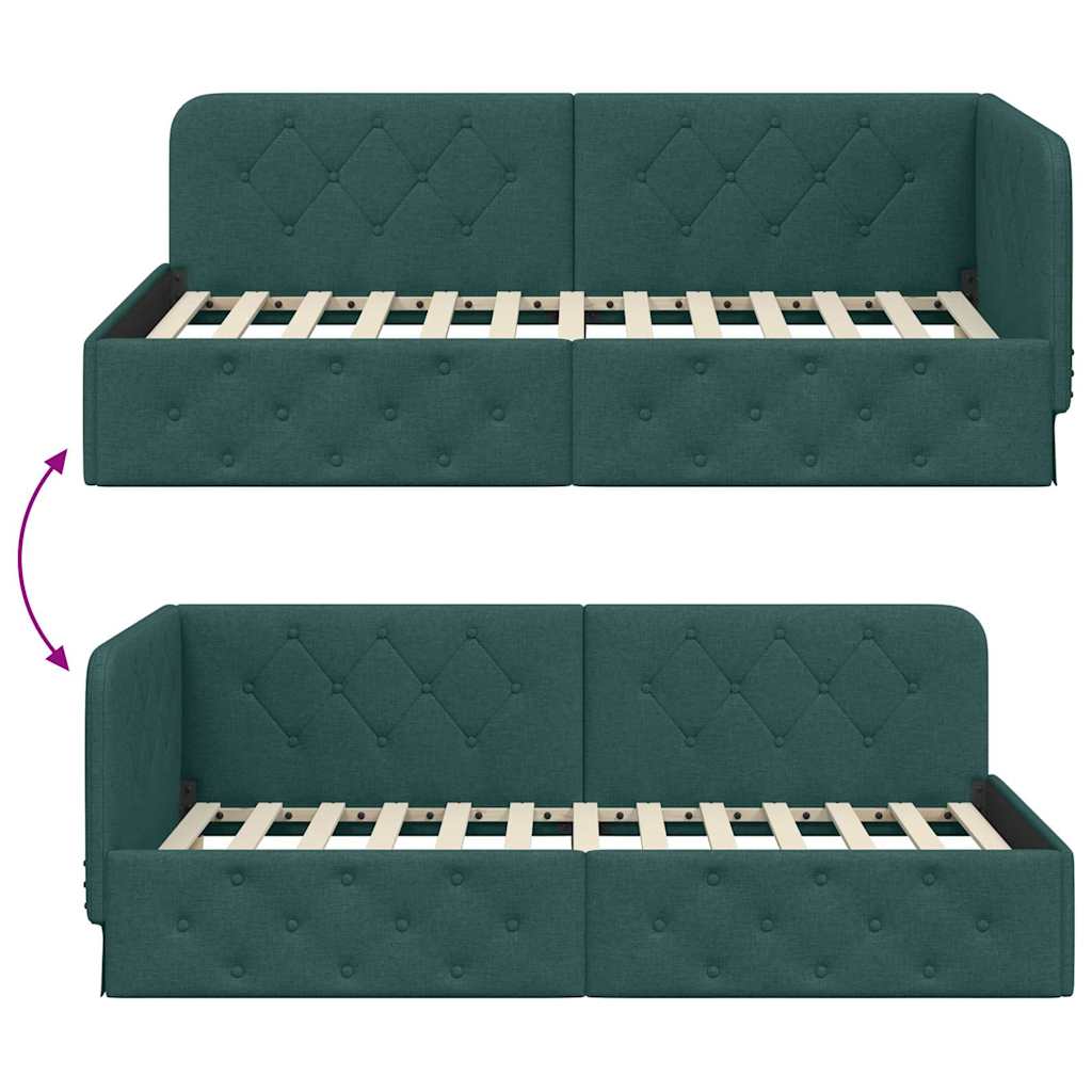 Cadre de lit d'angle Vert foncé 90 x 190 cm tissu - XIOS
