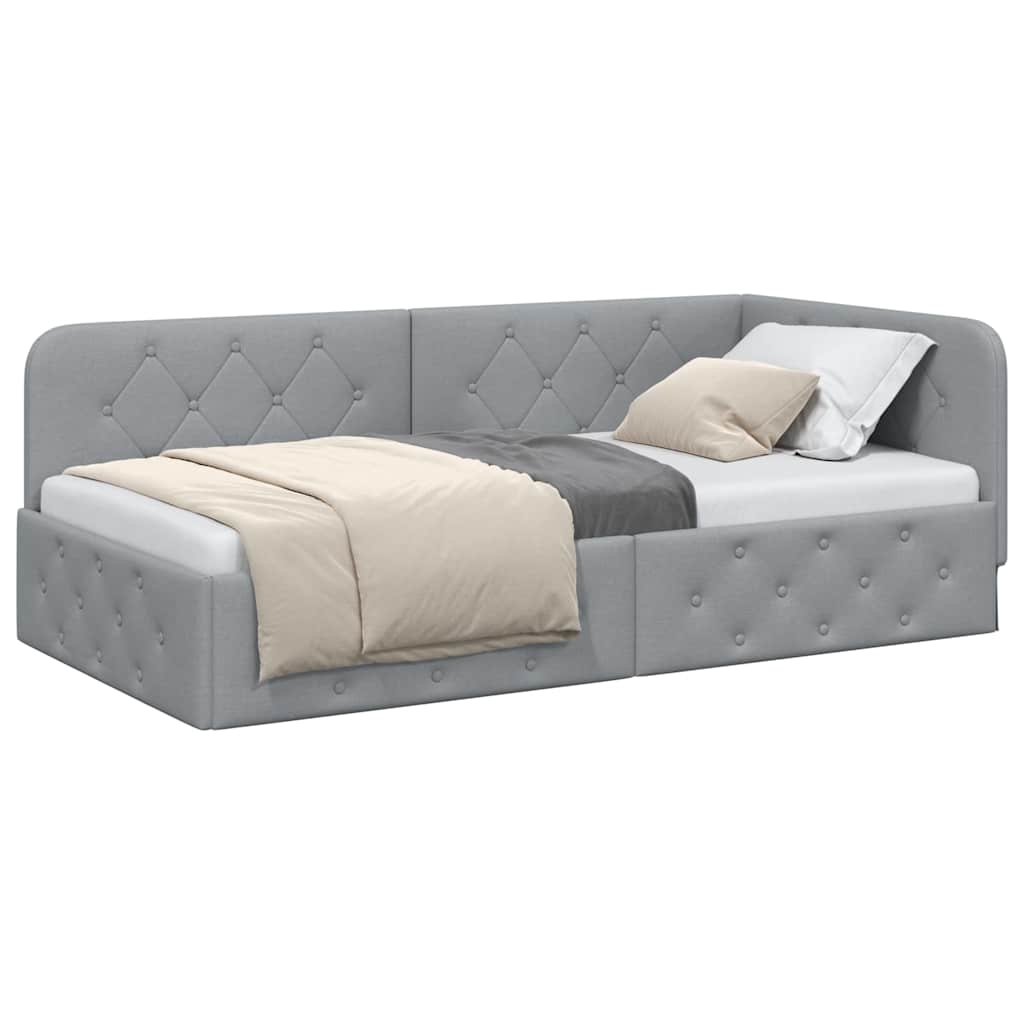 Cadre de lit d'angle Gris clair 90 x 200 cm tissu - XIOS