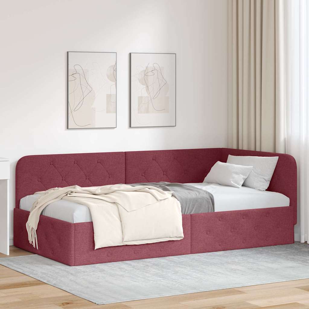 Cadre de lit d'angle Bordeaux 90 x 200 cm tissu - XIOS