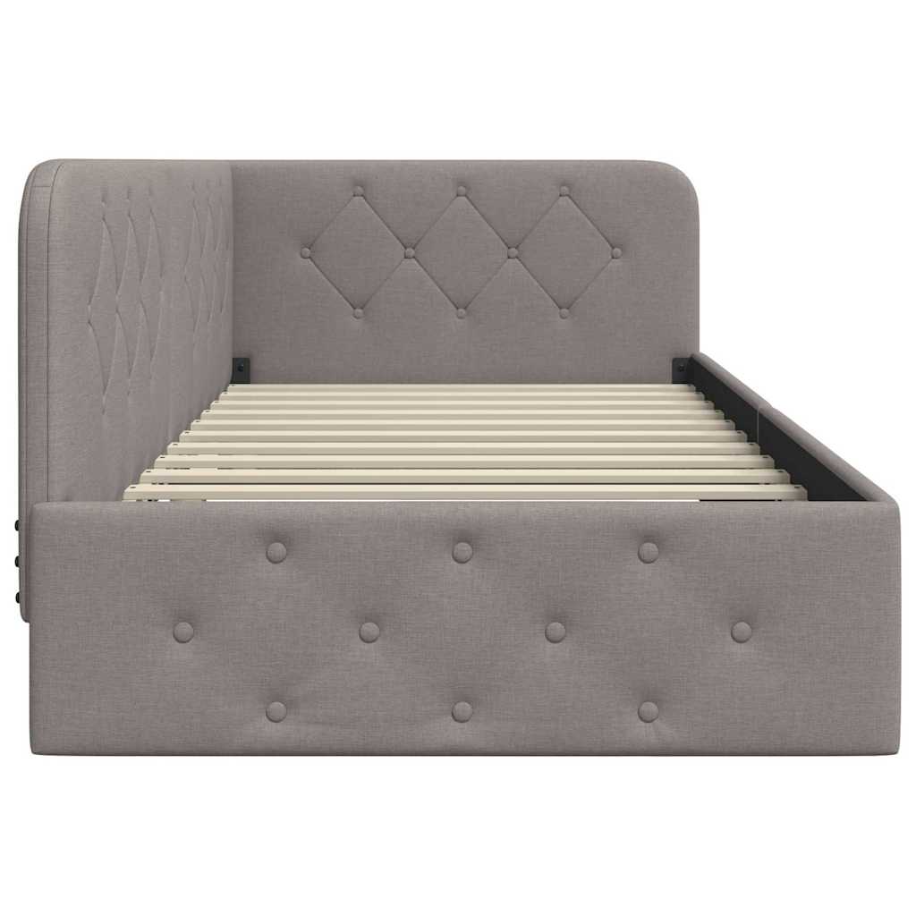 Cadre de lit d'angle avec tête de lit Taupe 100 x 200 cm tissu - XIOS