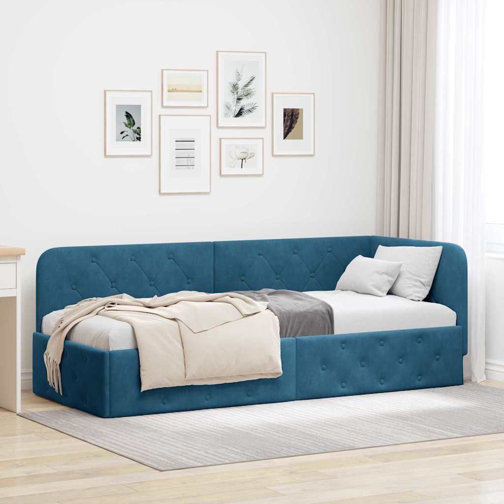 Cadre de lit d'angle Bleu 80 x 200 cm Velours - XIOS