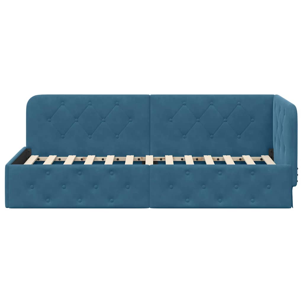 Cadre de lit d'angle Bleu 80 x 200 cm Velours - XIOS
