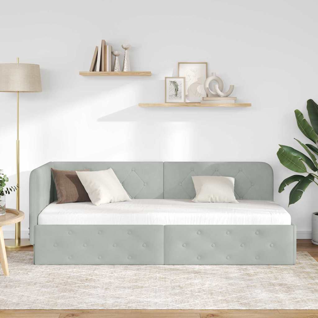 Cadre de lit d'angle Gris clair 80 x 200 cm Velours - XIOS