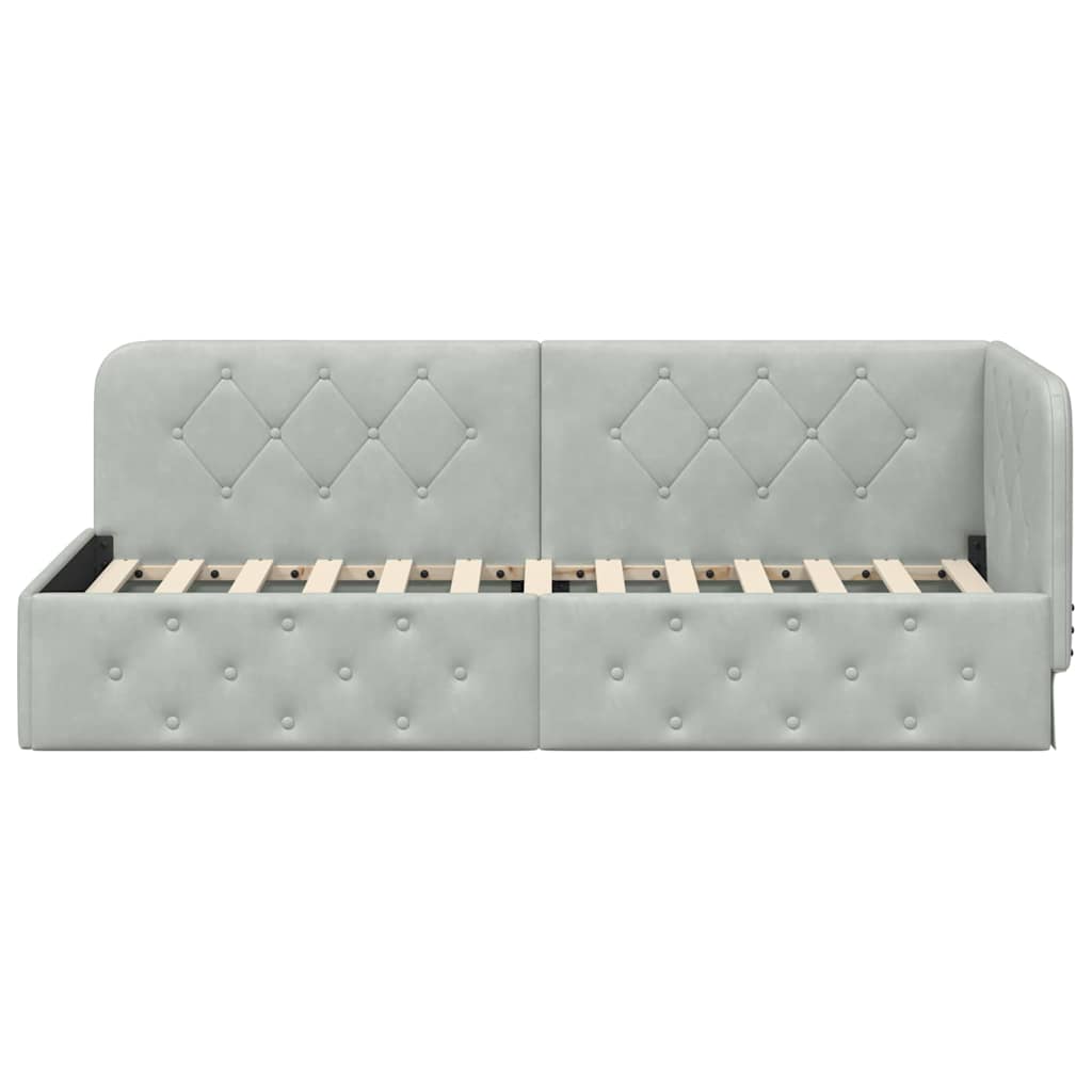 Cadre de lit d'angle Gris clair 80 x 200 cm Velours - XIOS