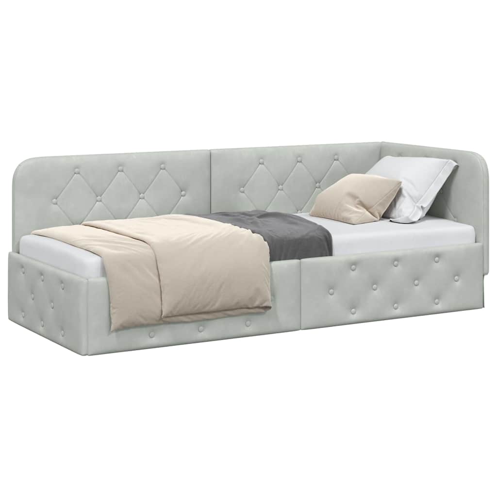 Cadre de lit d'angle Gris clair 80 x 200 cm Velours - XIOS